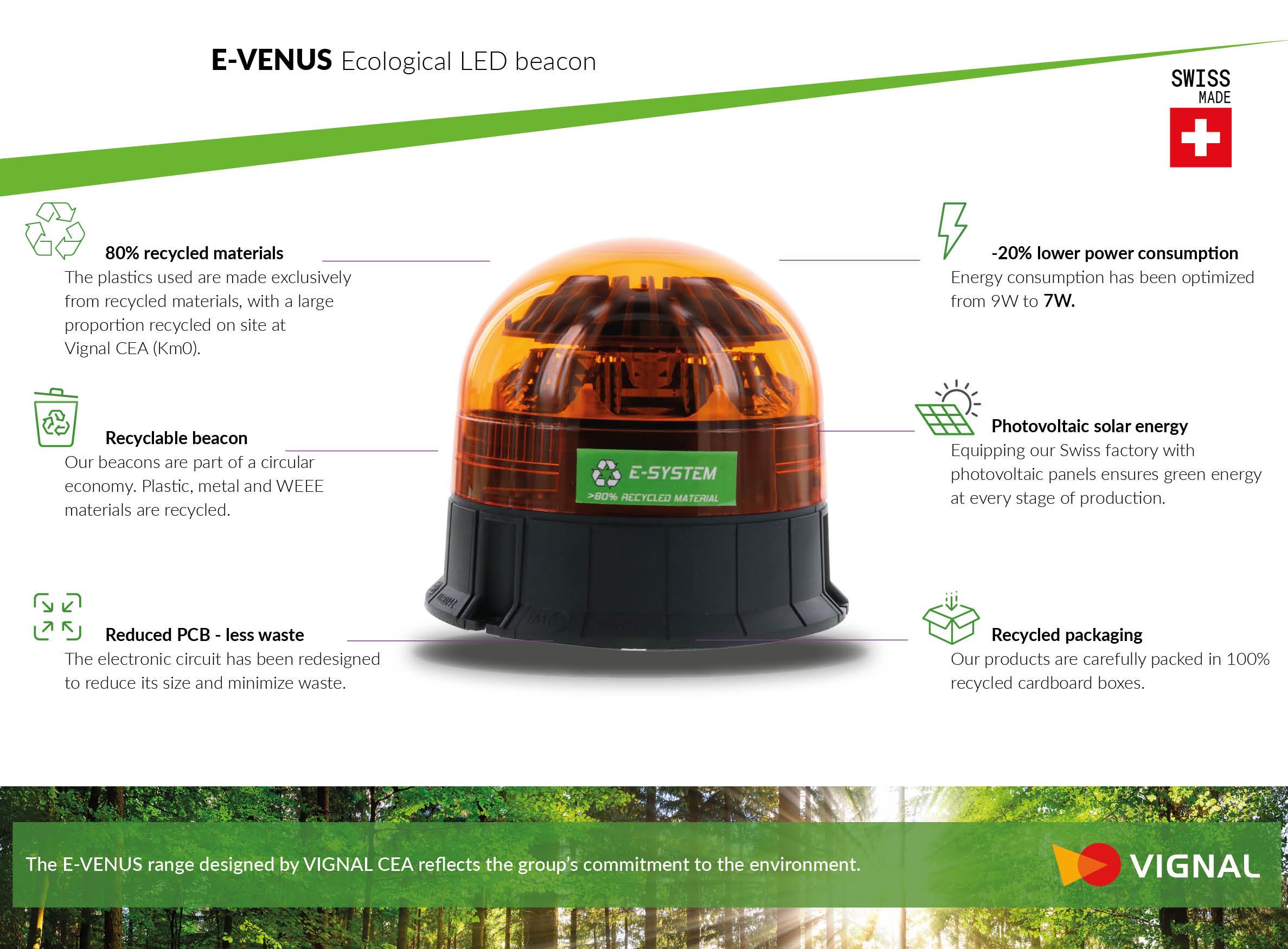 Girofaro LED ecologico da avvitare, lampeggiante, ambra - 3 viti